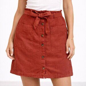 C&C California Button Front Linen Mini Skirt
